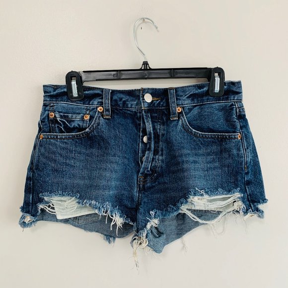 Free People Pants - FREE PEOPLE | Raw Hem Button Fly Jean Shorts - 27